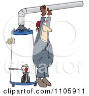 Clipart Man Installing A Hot Water Heater Royalty Free Vector Illustration