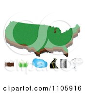 American Map With Soil Grass Water Road And Chat Icons