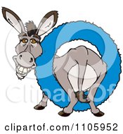 Poster, Art Print Of Happy Donkey In A Blue Ring