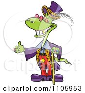 Clipart Happy Lizard With A Gold Tooth Fancy Clothes And A Thumb Up Royalty Free Vector Illustration