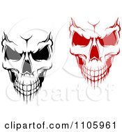 Poster, Art Print Of Evil Black And White And Red Skulls