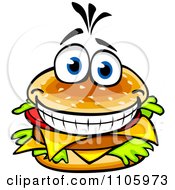 Clipart Happy Cheeseburger Grinning Royalty Free Vector Illustration