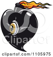 Clipart Yellow Eye On A Black Heart With Flames Royalty Free Vector Illustration