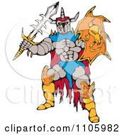 Clipart Knight With A Sharp Shield And Knife Royalty Free Vector Illustration