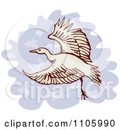 Heron Or Crane Bird In Flight