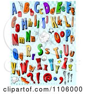 Poster, Art Print Of Comic Letters And Punctuation On Blue Checkers