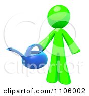 Poster, Art Print Of 3d Lime Green Man Holding A Watering Can