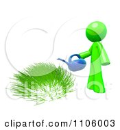 Poster, Art Print Of 3d Lime Green Man Watering Grass