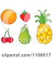 Poster, Art Print Of Whole Foods Navel Orange Strawberry Cherries Pear And Pineapple Fruits