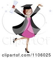 Happy Black College Graduate Woman Holding Her Arms Up And Her Degree