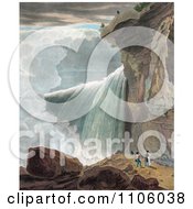 Poster, Art Print Of Man At The Ledge Of A Cliff Looking Down At Other People At Niagara Falls