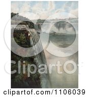 Poster, Art Print Of Tourists At The Top Of Niagara Falls Viewing The Maid Of The Mist