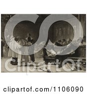 Poster, Art Print Of Portrait Of Christopher Columbus Being Sneered At In The Council Of Salamanca Spain With Maps Scatterd On The Floor