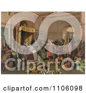 Poster, Art Print Of Christopher Columbus With Natives From The New World Standing Proudly Before The King And Queen Of Spain King Ferdinand And Queen Isabella At The Court Of Barcelona Spain In February Of 1493