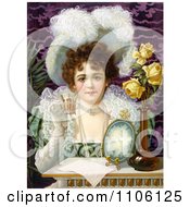 Poster, Art Print Of Vintage Advertisement Of An Elegant Woman Drinking From A Cup