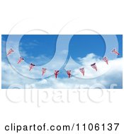 3d Union Jack Bunting Banner Flags Against The Sky 3