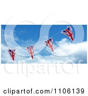 3d Union Jack Bunting Banner Flags Against The Sky 2