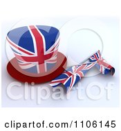 Poster, Art Print Of 3d Union Jack Jubilee Top Hat And Small Flags