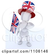 Poster, Art Print Of 3d Union Jack Jubilee British White Character With A Top Hat And Flag