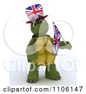 3d Union Jack Jubilee British Tortoise With A Top Hat And Small Flag