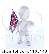 Poster, Art Print Of 3d Union Jack Jubilee British White Character Waving A Flag