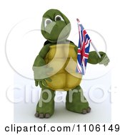 Poster, Art Print Of 3d Union Jack Jubilee British Tortoise With A Small Flag