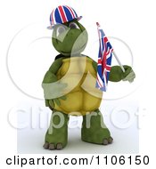 Poster, Art Print Of 3d Union Jack Jubilee British Tortoise With A Hat And Small Flag