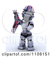 Poster, Art Print Of 3d Union Jack Jubilee Robot With A Hat And Flag