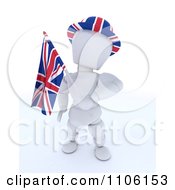 3d Union Jack Jubilee British White Character With A Hat And Flag