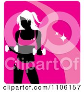 Poster, Art Print Of Pink Fitness Avatar With A Woman Working Out With Dumbbells