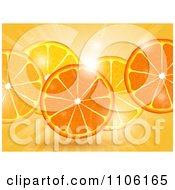 Poster, Art Print Of Fresh Orange Slices Over Flares And Rays