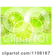 Poster, Art Print Of Fresh Lime Slicess Over Flares And Rays