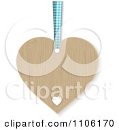 Clipart Wooden Heart And A Blue Gingham Ribbon Royalty Free Vector Illustration