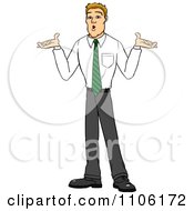 Clipart Careless Blond Business Man Shrugging His Shoulders Royalty Free Vector Illustration by Cartoon Solutions