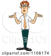 Clipart Careless Red Haired Business Man Shrugging His Shoulders Royalty Free Vector Illustration by Cartoon Solutions