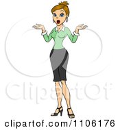 Clipart Careless Blond Business Woman Shrugging Her Shoulders Royalty Free Vector Illustration