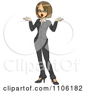 Clipart Careless Business Woman Shrugging Her Shoulders Royalty Free Vector Illustration