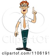 Clipart Red Haired Business Man With An Idea Or An Aha Moment Royalty Free Vector Illustration by Cartoon Solutions #COLLC1106191-0176
