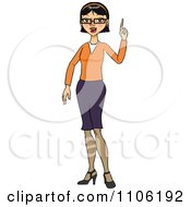 Clipart Black Haired Business Woman With An Idea Or An Aha Moment Royalty Free Vector Illustration