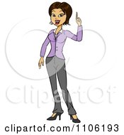 Clipart Hispanic Business Woman With An Idea Or An Aha Moment Royalty Free Vector Illustration by Cartoon Solutions