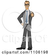 Poster, Art Print Of Happy Skinny Business Man Holding A Thumb Up