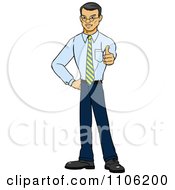 Clipart Happy Asian Business Man Holding A Thumb Up Royalty Free Vector Illustration
