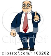 Clipart Happy Fat Business Man Holding A Thumb Up Royalty Free Vector Illustration