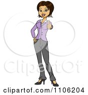 Clipart Happy Hispanic Business Woman Holding A Thumb Up Royalty Free Vector Illustration by Cartoon Solutions