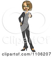 Clipart Happy Business Woman Holding A Thumb Up Royalty Free Vector Illustration