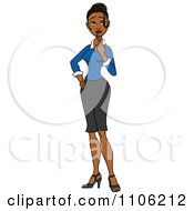 Clipart Indian Business Woman In Thought With Her Finger To Her Chin Royalty Free Vector Illustration