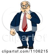 Poster, Art Print Of Fat Business Man In Thought With Her Finger To Her Chin