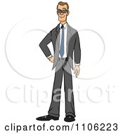 Clipart Proud Professional Skinny Business Man Posing Royalty Free Vector Illustration