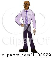 Clipart Proud Professional Black Business Man Posing Royalty Free Vector Illustration