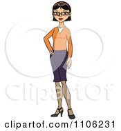 Clipart Proud Professional Black Haired Business Woman Posing Royalty Free Vector Illustration by Cartoon Solutions